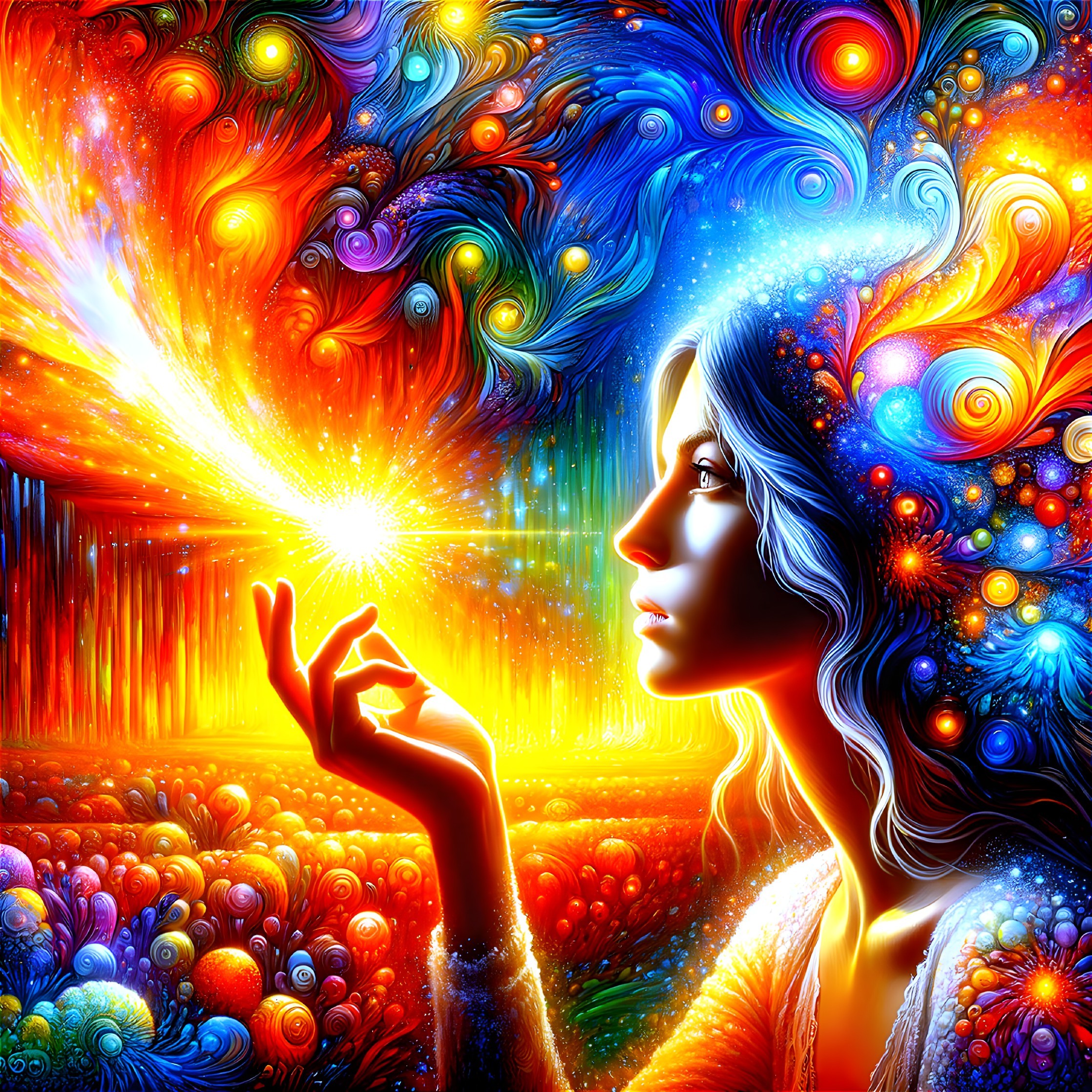 Surreal Portrait of a Woman in Cosmic Colors
