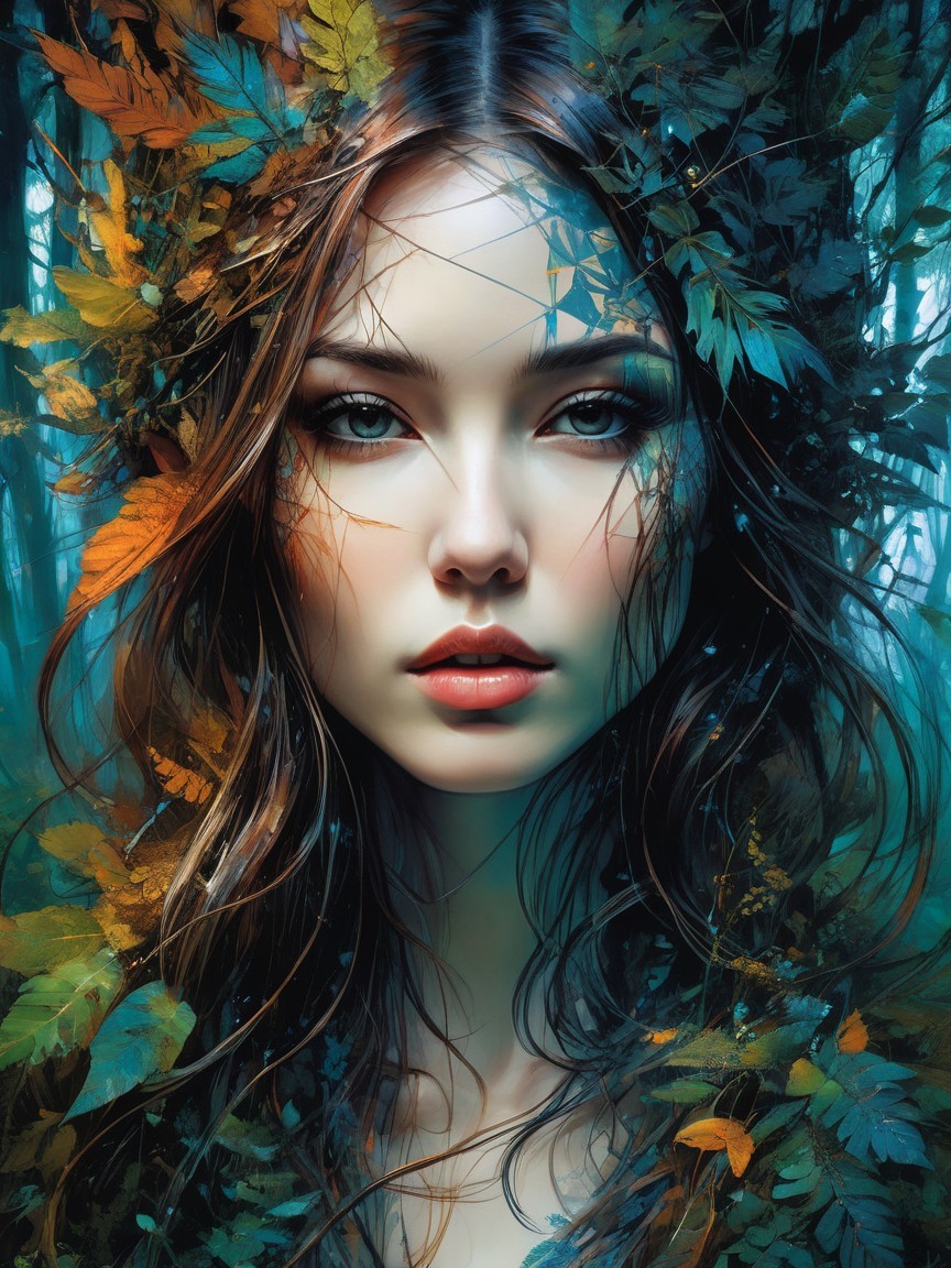 Portrait of a Young Woman in a Forest Setting