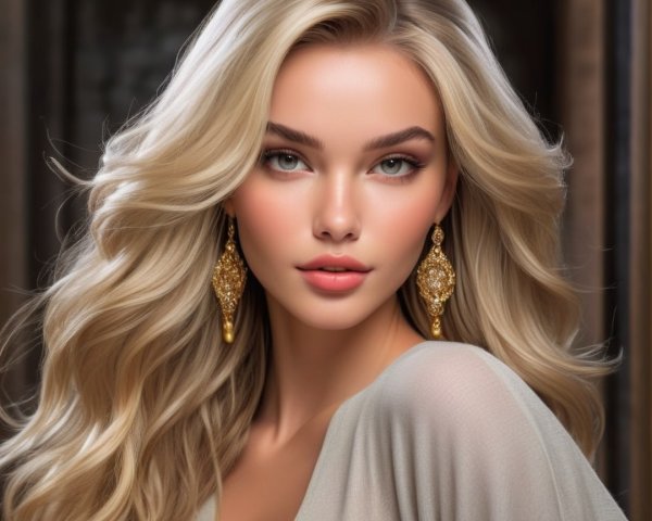 Portrait of a Young Woman in Soft Gray Attire