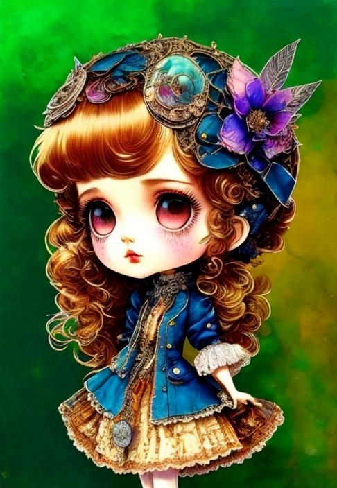 Whimsical Illustration of a Girl in a Blue Jacket