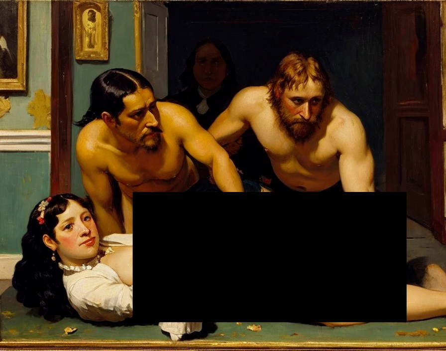 Dramatic Scene of Rescue with Two Men and a Woman