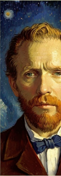 Close-up of a man with ginger beard and night sky