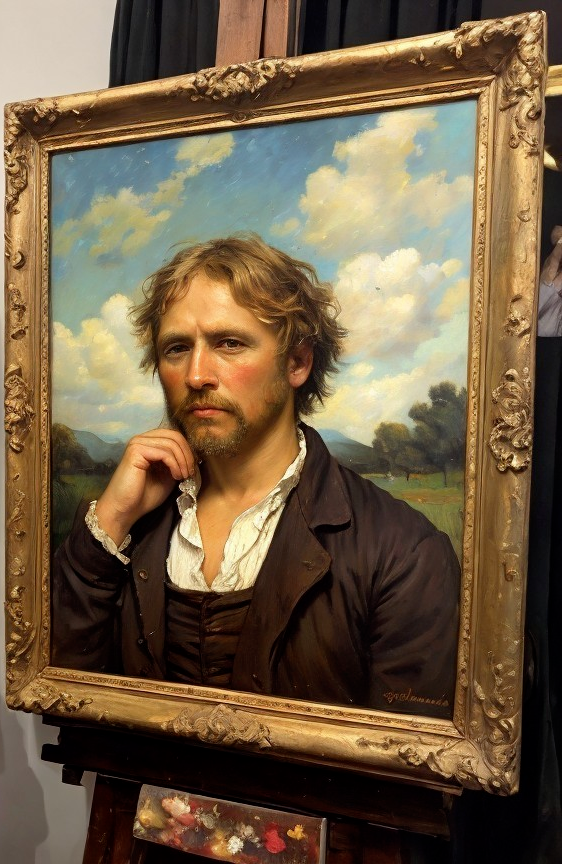 Contemplative Man Portrait with Scenic Background