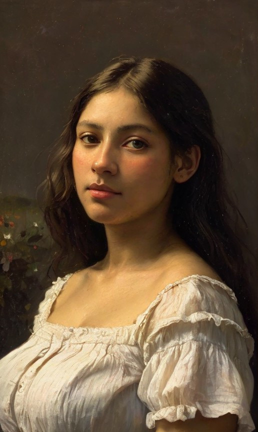 Portrait of a Young Woman with Serene Expression