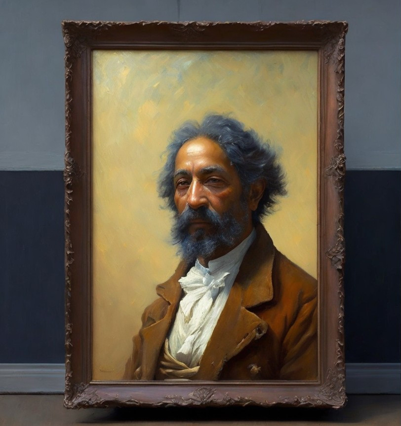 Portrait of a Thoughtful Man in Vintage Frame