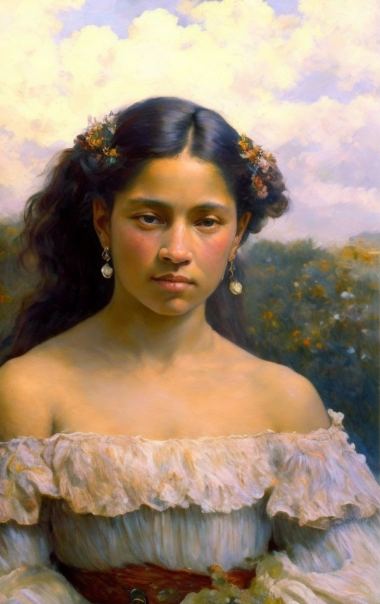 Portrait of a Young Girl in a Serene Landscape