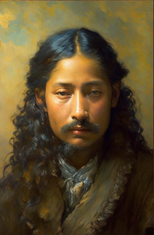 Portrait of a Young Man with Dark Curly Hair