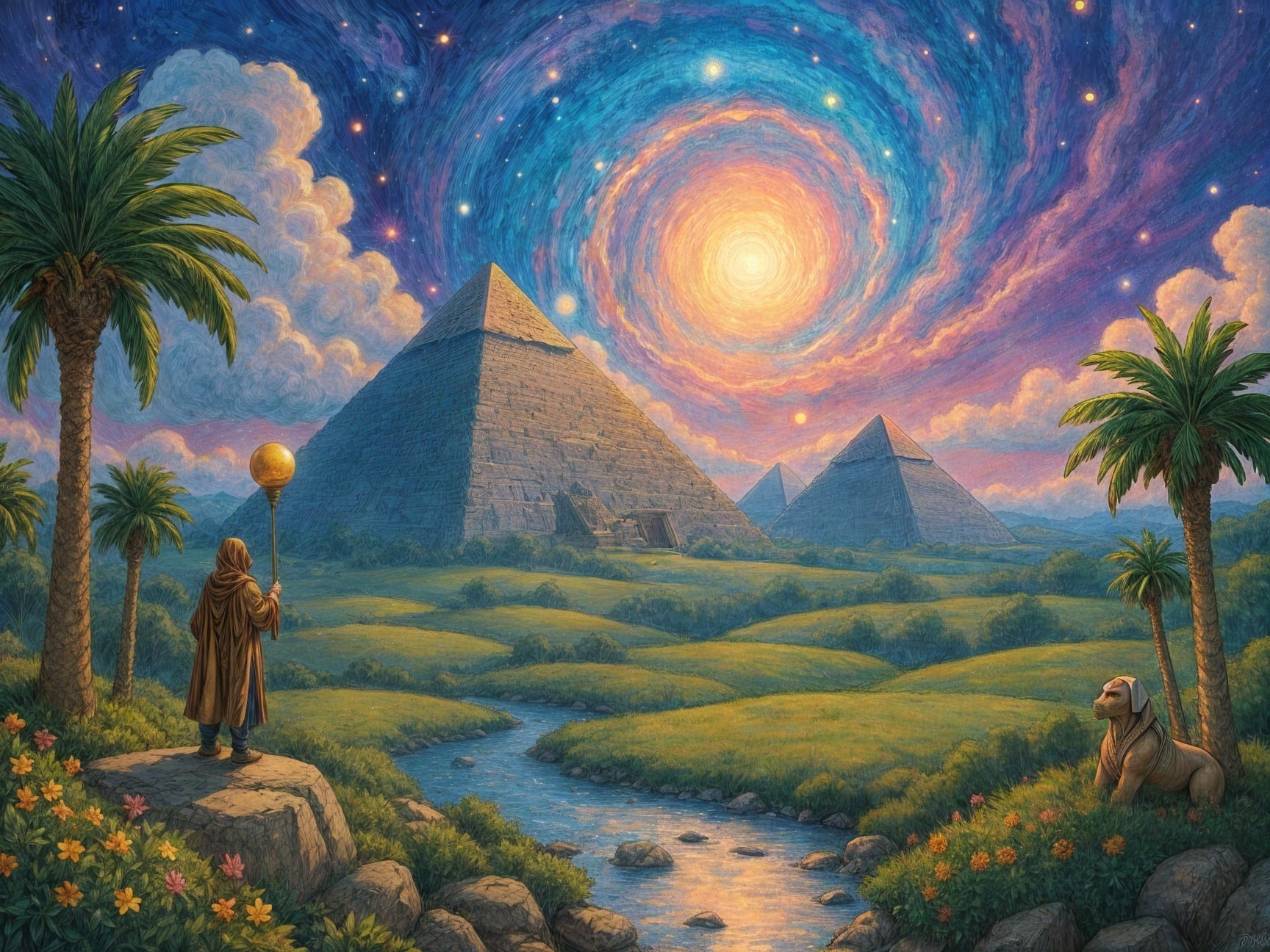 Ancient Pyramids in a Cosmic Landscape with Serenity