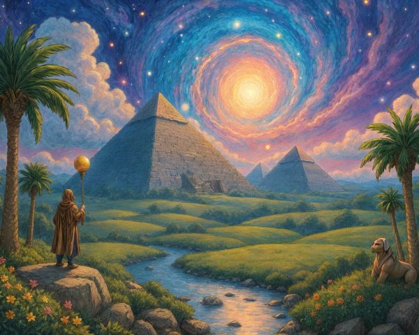 Ancient Pyramids in a Cosmic Landscape with Serenity