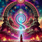 Mystical Landscape with Giant Ethereal Face and Pathway