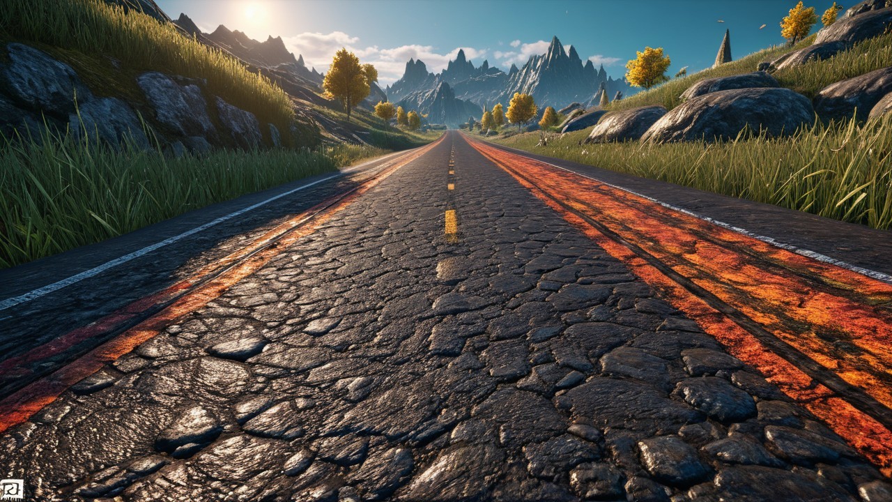 Winding Road Through Lush Landscape and Mountains