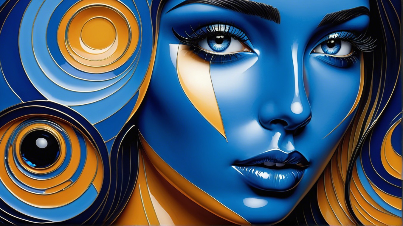 Portrait of a woman with blue and orange tones