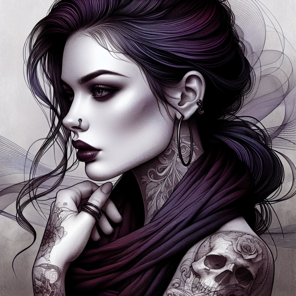 Portrait of a Young Woman with Tattoos and Accessories