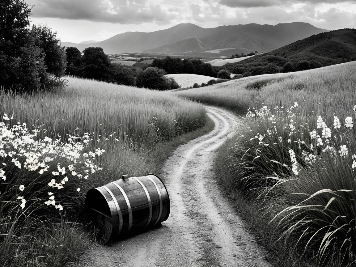 Winding Dirt Path Through Serene Landscape and Hills