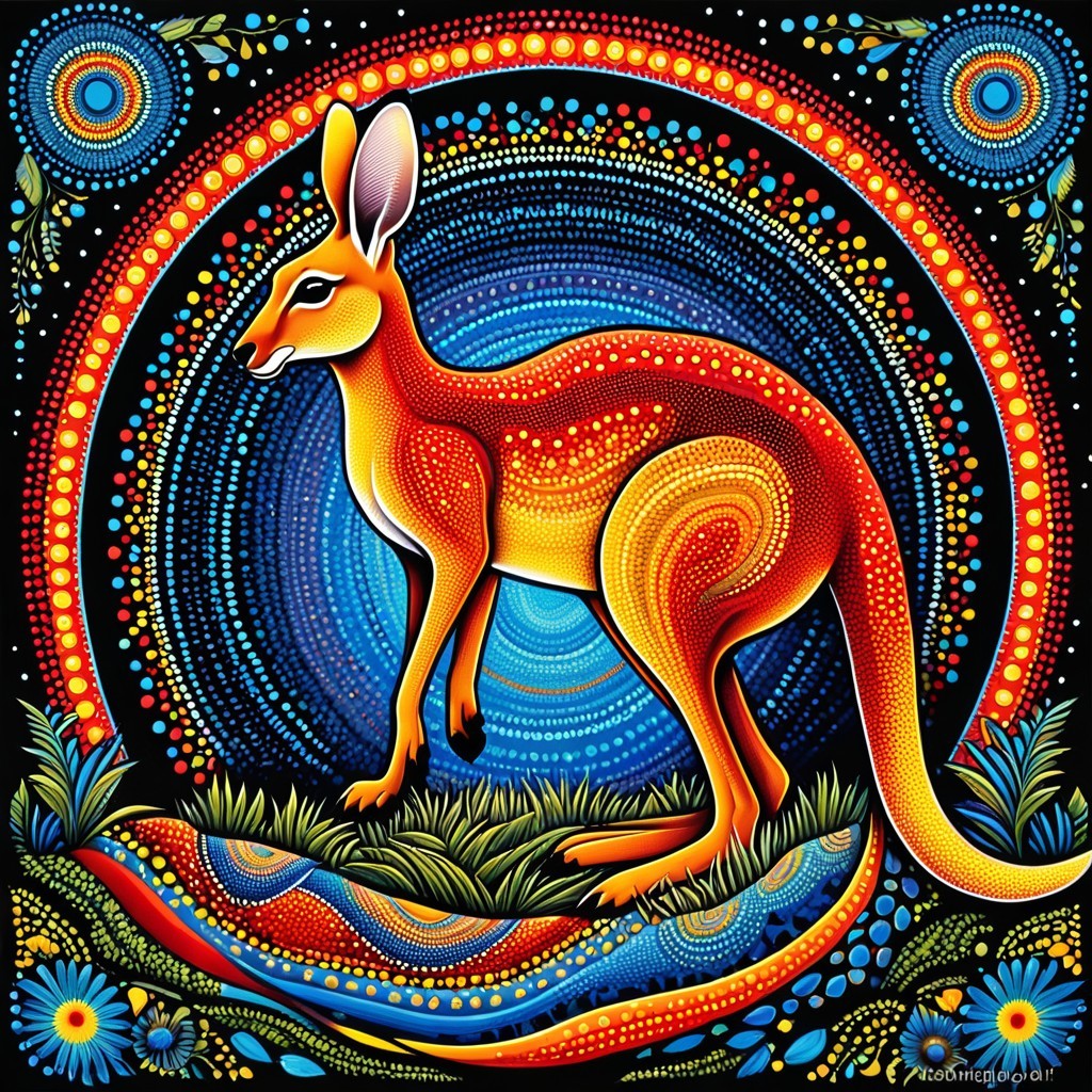 Vibrant Stylized Kangaroo with Cosmic Background