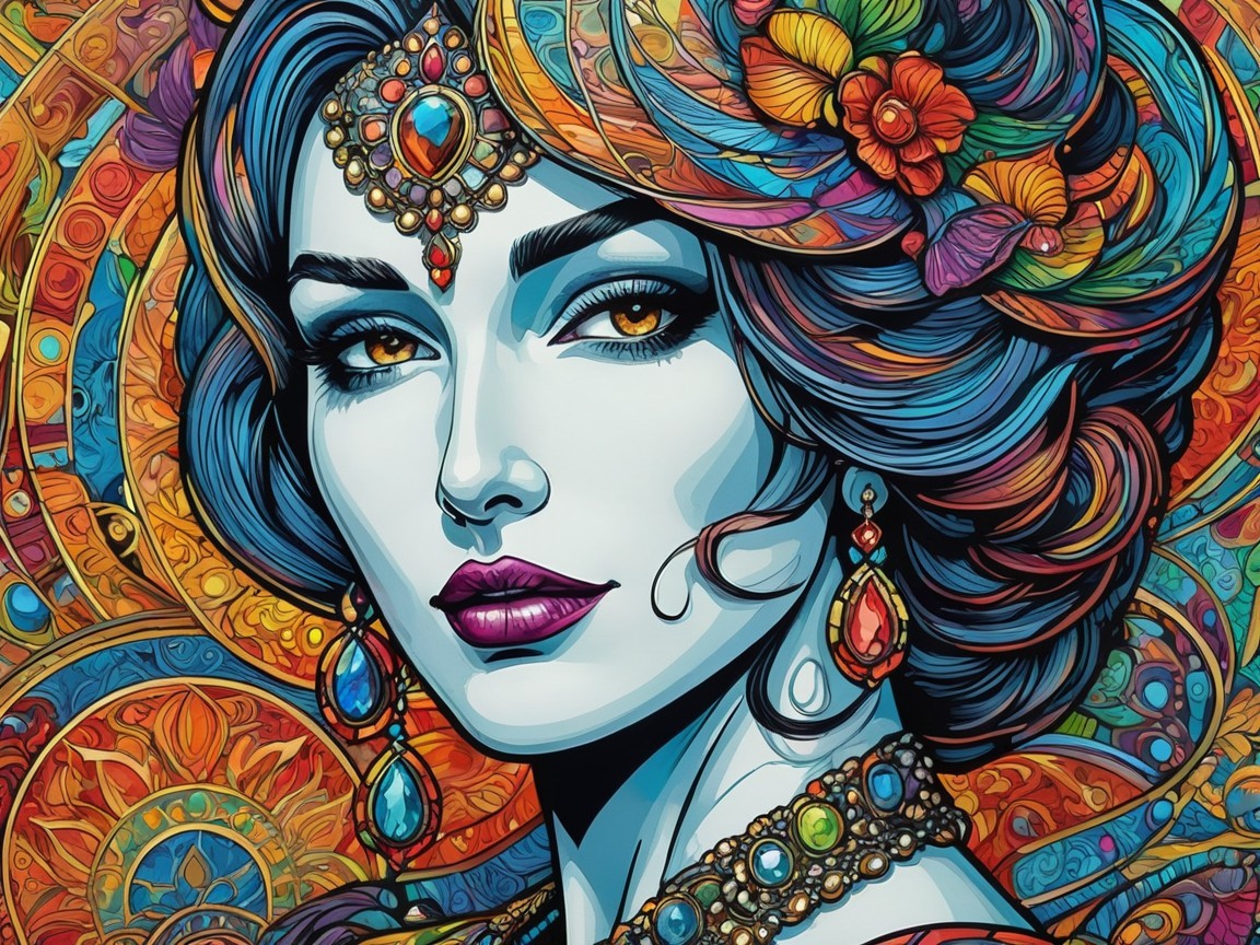 Detailed Portrait of a Woman with Vibrant Features