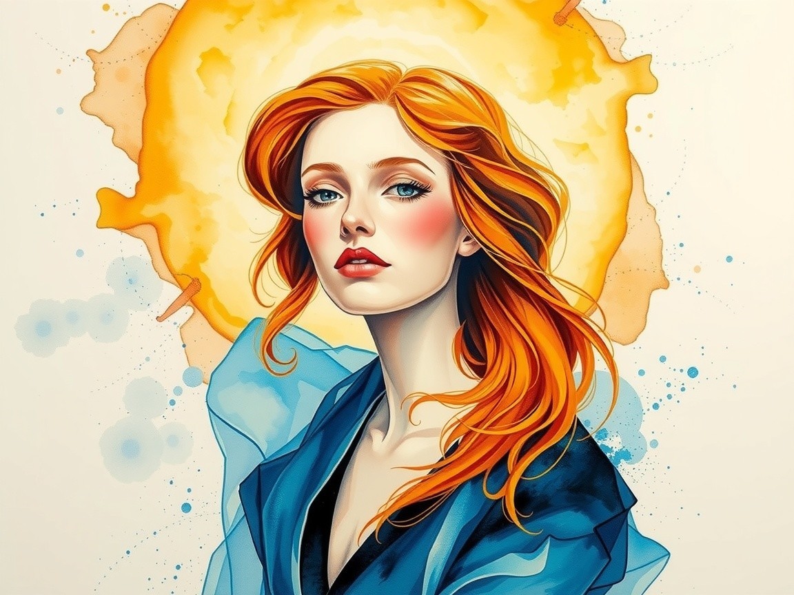 Delicate Watercolor Portrait of a Young Woman