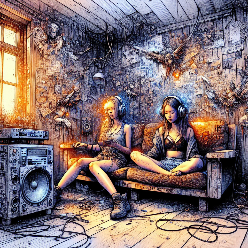 Young women gaming and meditating in a cozy room