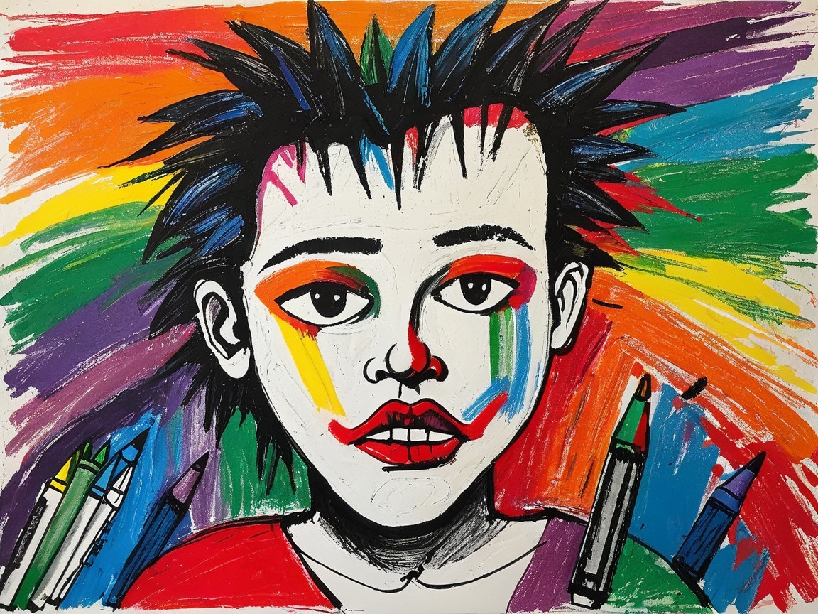 Colorful Portrait of a Young Person with Bold Features