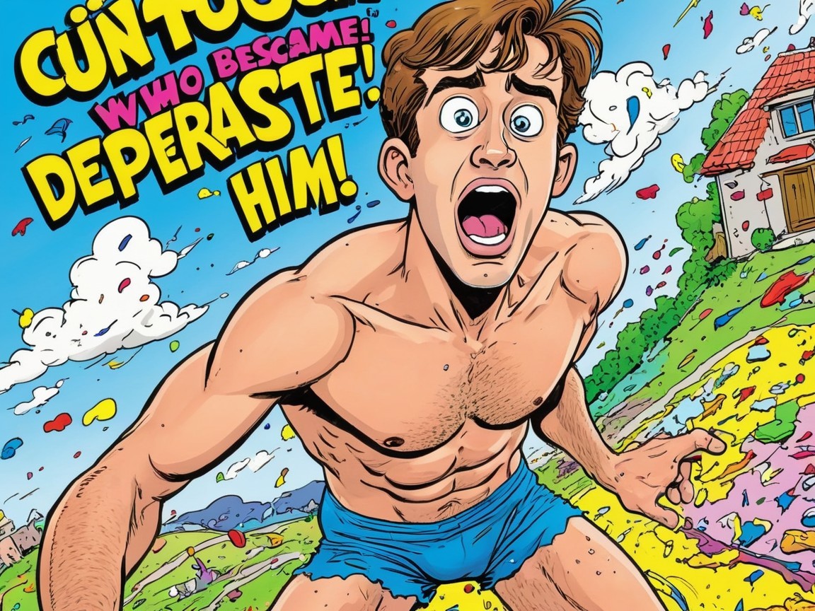 Cartoon Scene of Shock in Colorful Landscape