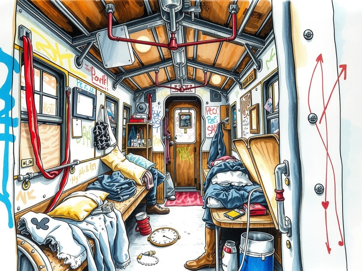 Vintage Train Car Interior with Rustic Details