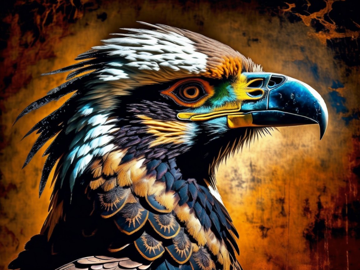 Majestic Eagle with Vibrant Plumage and Dramatic Background