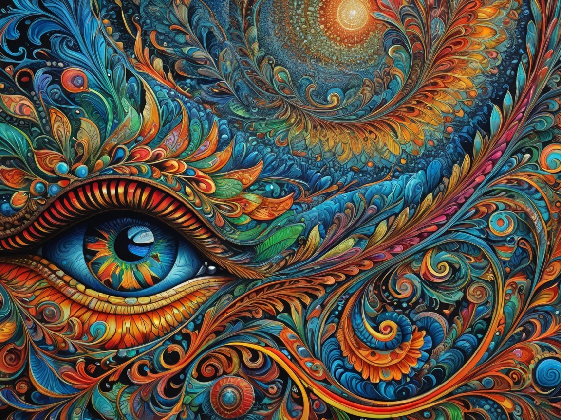 Vibrant Design with Eye and Floral Motifs