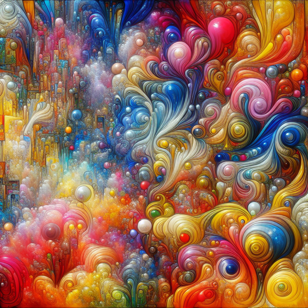 Vibrant Abstract Artwork with Swirling Patterns and Colors