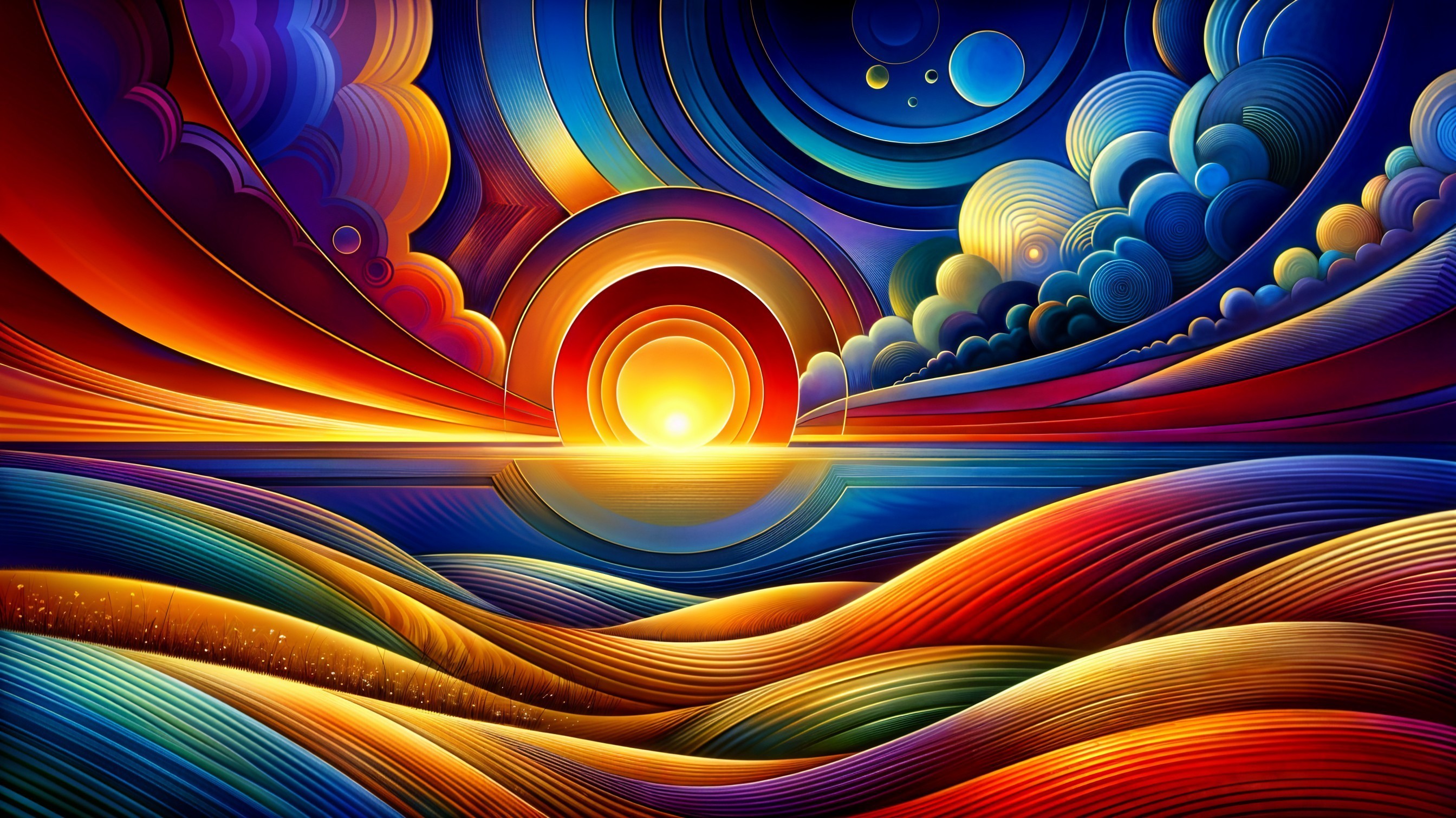 Vibrant Abstract Landscape with Swirling Colors