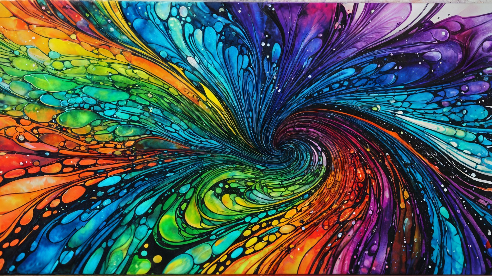 Vibrant Abstract Design with Luminous Colors and Movement
