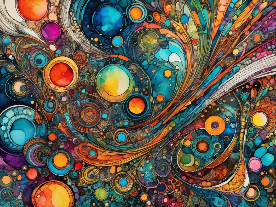 Intricate Abstract Design with Vibrant Colors and Patterns