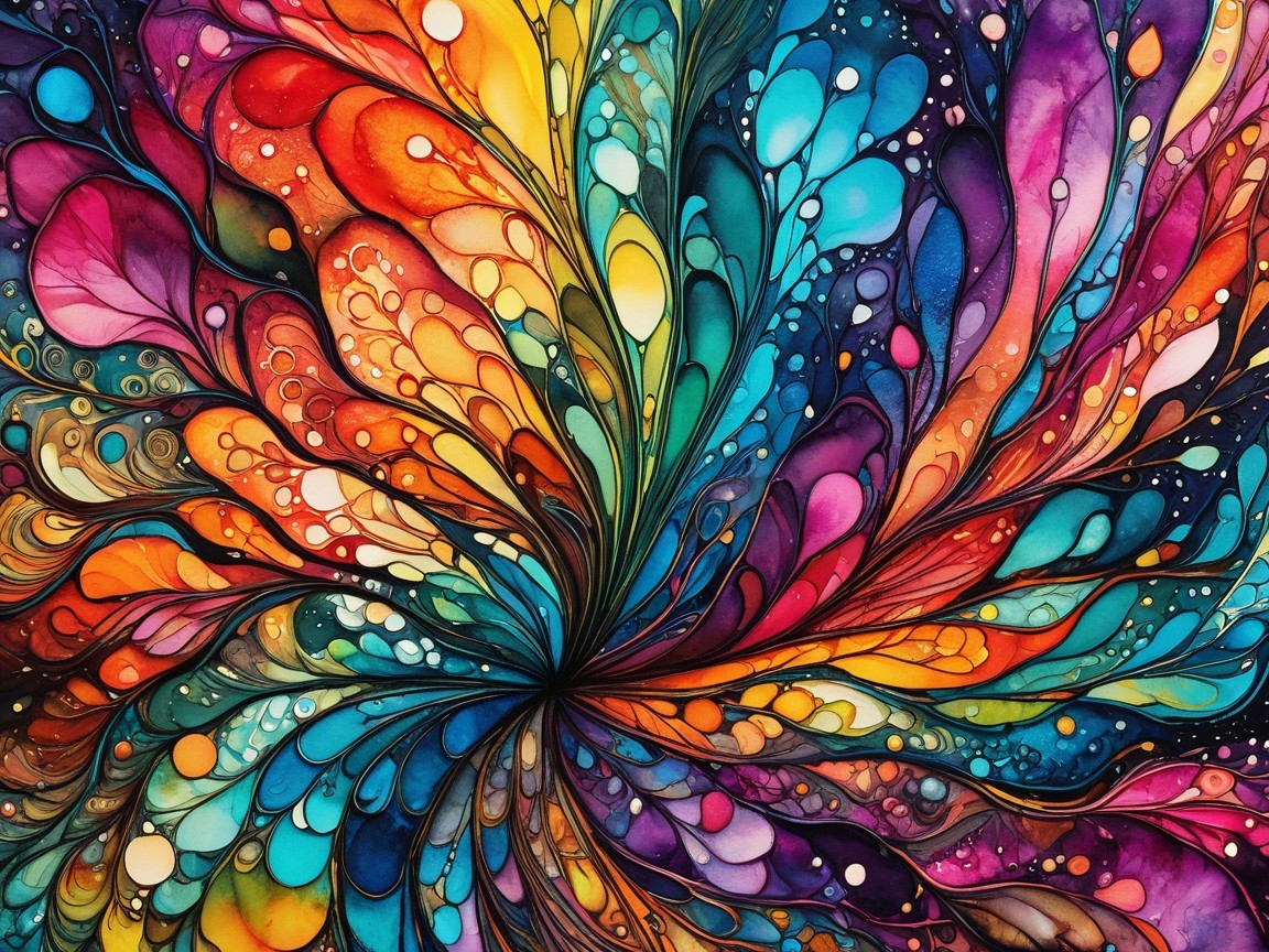 Vibrant Abstract Design with Flowing Shapes and Colors
