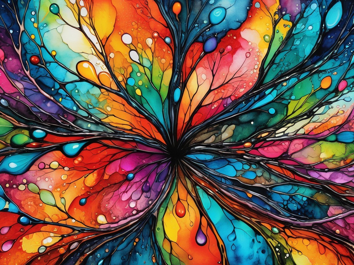 Vibrant Abstract Artwork with Colorful Kaleidoscope Effect