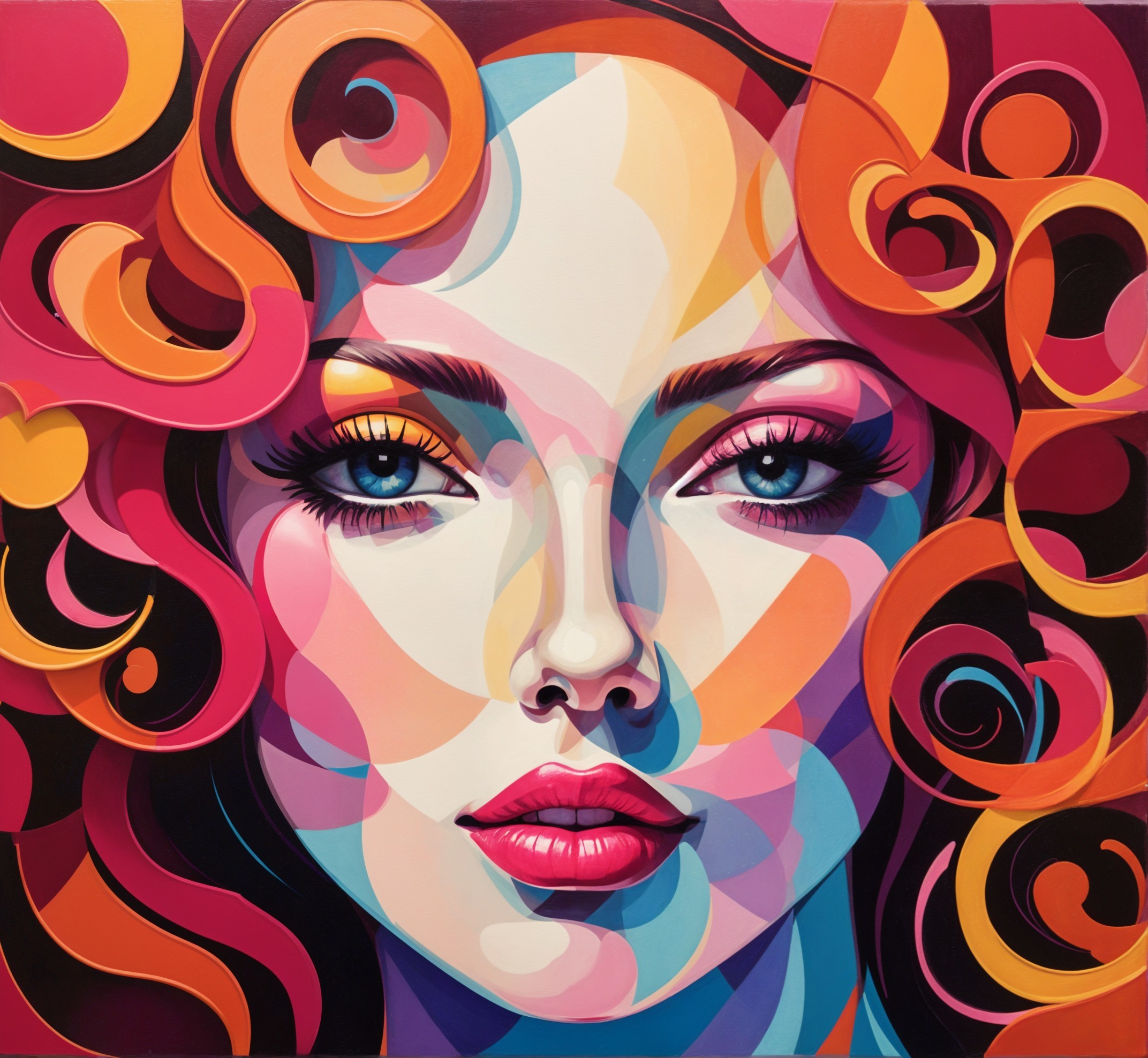 Vibrant Abstract Portrait of a Woman with Bold Colors