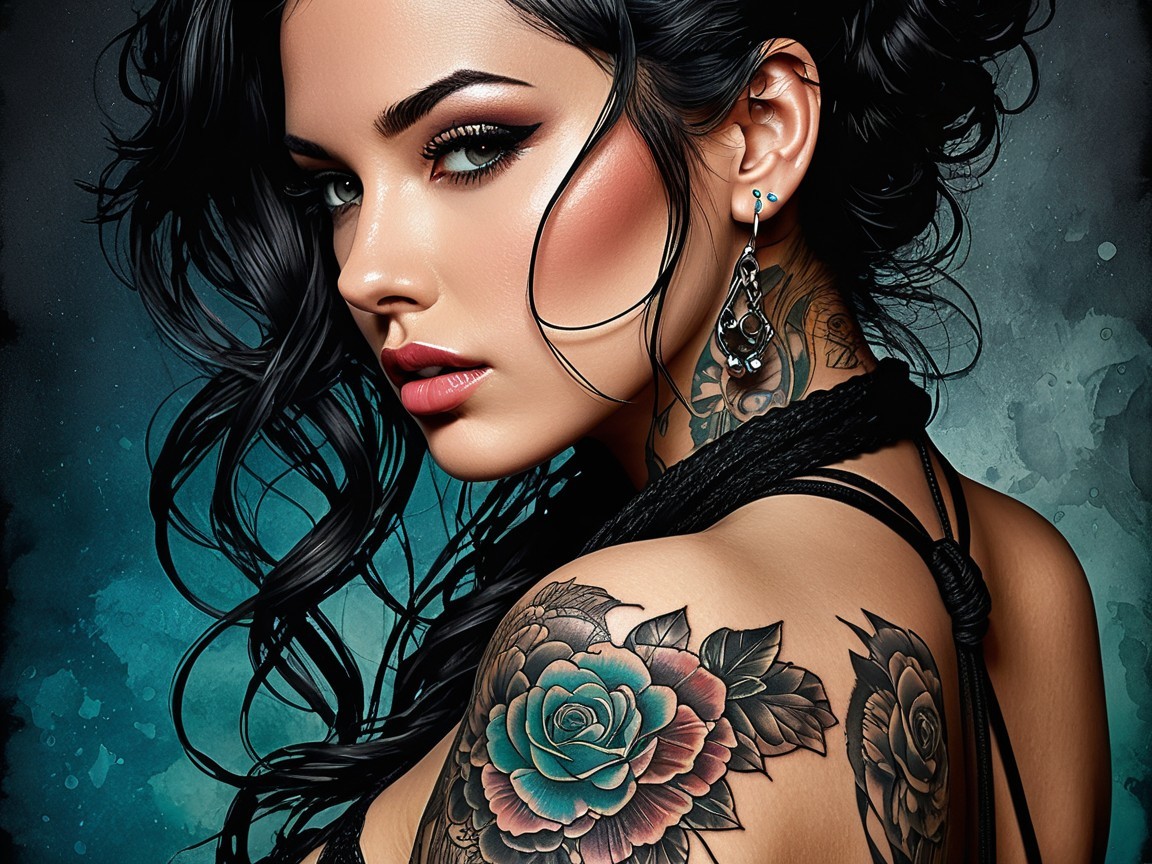 Close-up Portrait of a Woman with Elegant Features