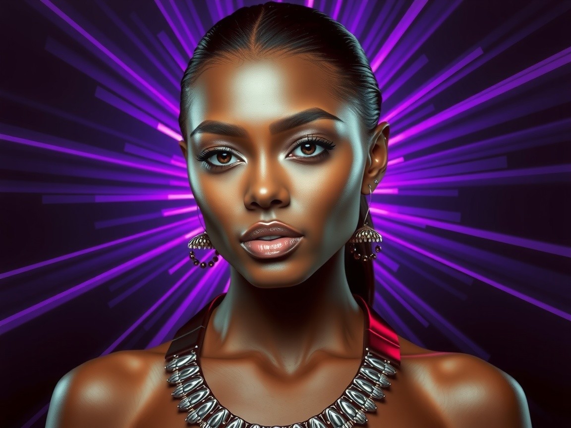 Portrait of a Woman with Radiant Complexion and Jewelry