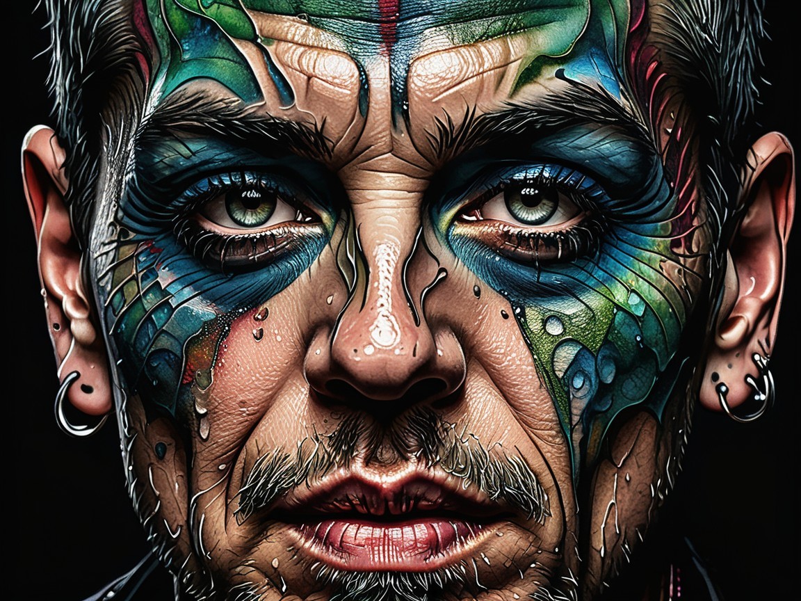 Close-Up of Colorful Butterfly Face Paint Design