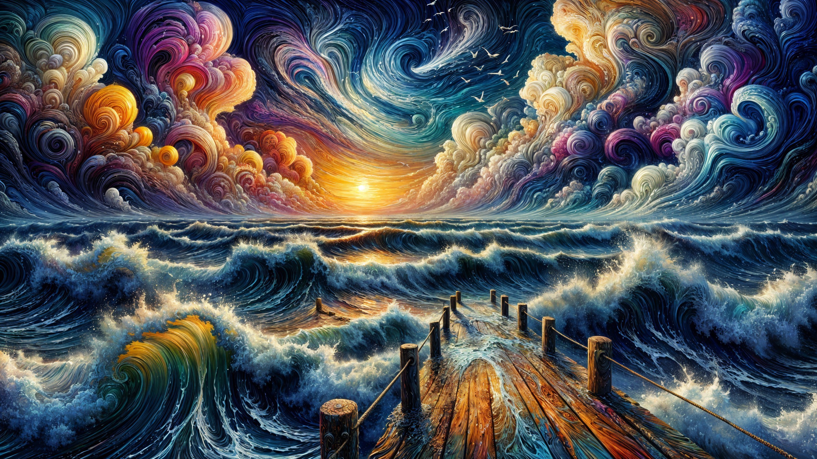 Vibrant Seascape at Sunset with Dramatic Colors