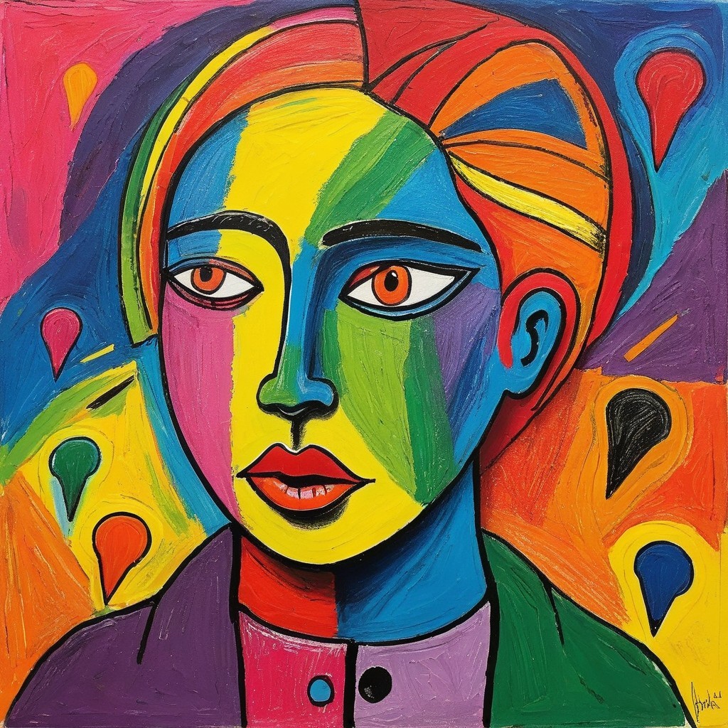 Abstract Portrait of a Woman with Geometric Shapes