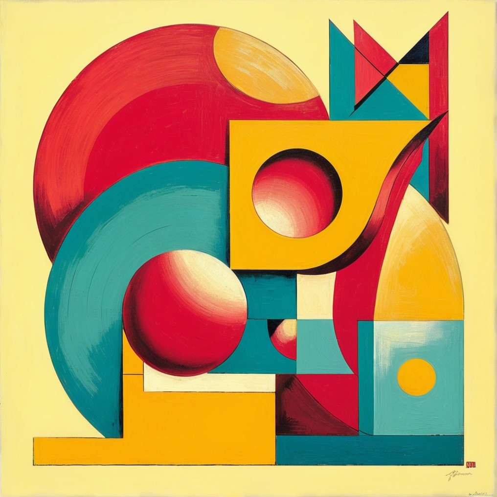 Vibrant Abstract Composition with Geometric Shapes