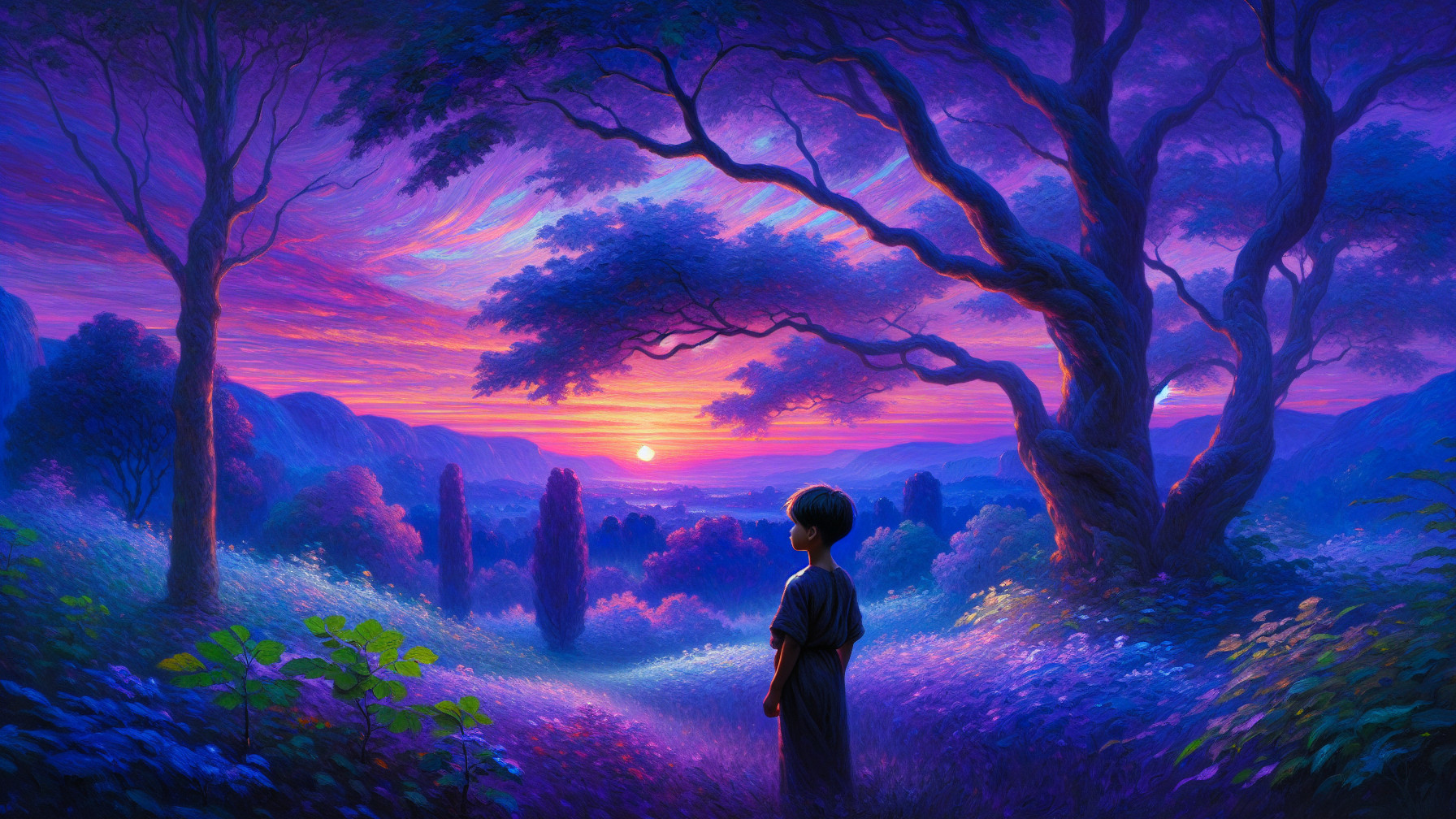 Serene Sunset Landscape with Vibrant Colors and Nature