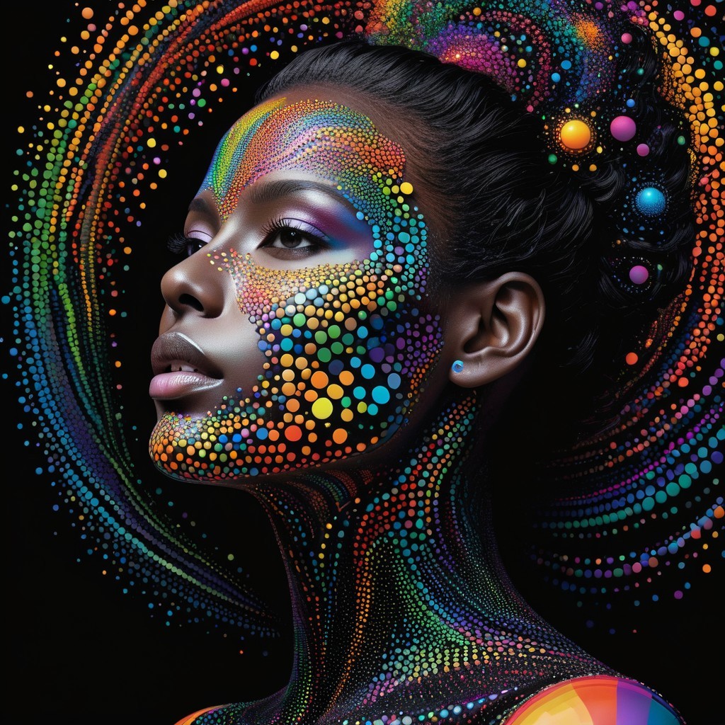 Portrait of a Woman with Colorful Painted Skin