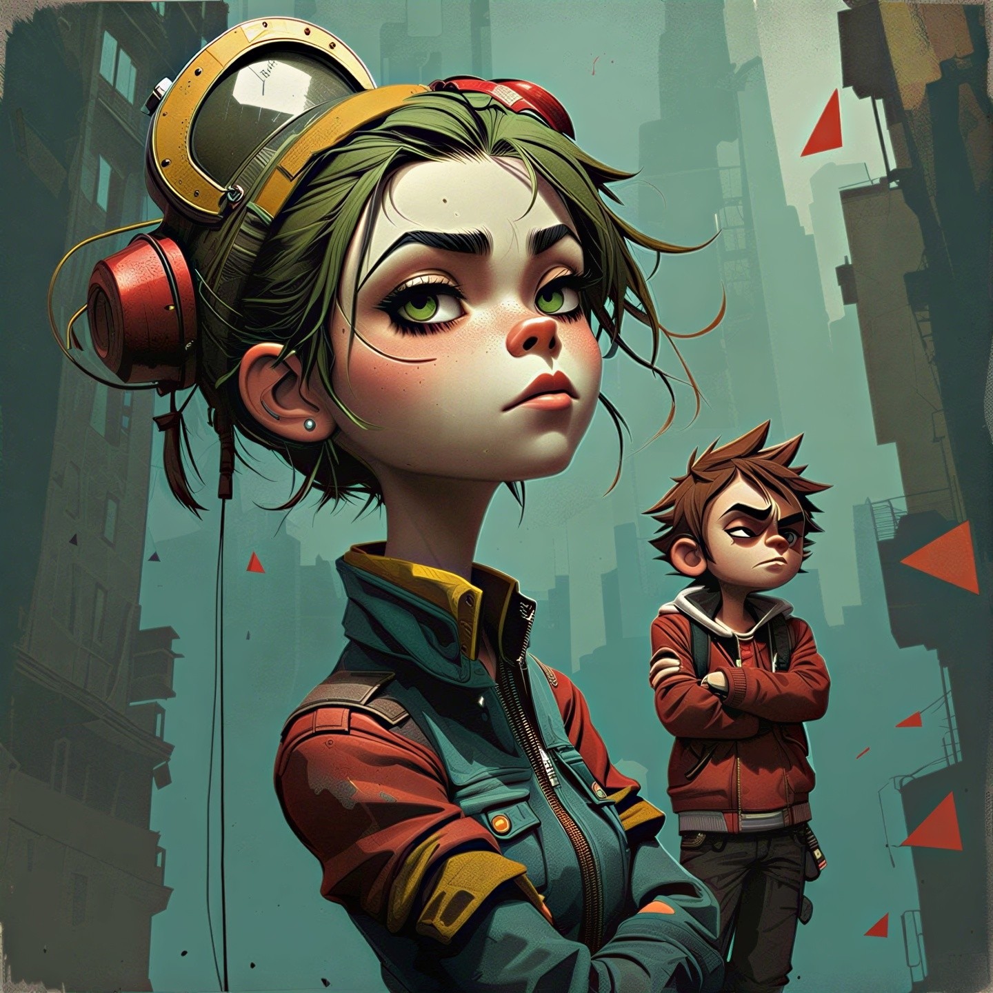 Stylized Urban Scene with Confident Young Characters