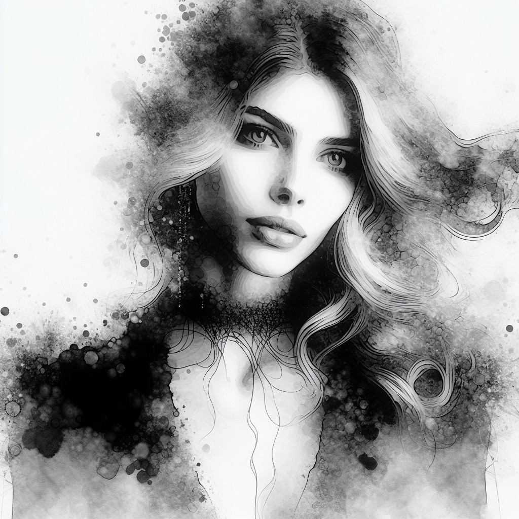 Black-and-White Artistic Portrait of a Young Woman
