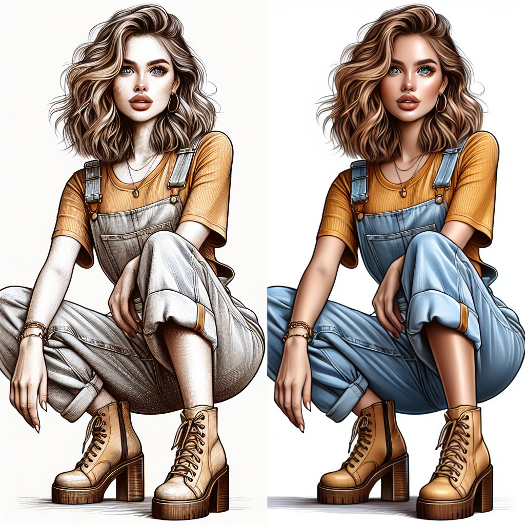 Stylish Young Woman in Trendy Outfit and Chunky Boots