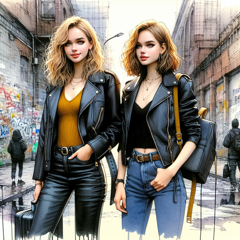 Young Women in Urban Fashion with Graffiti Backdrop