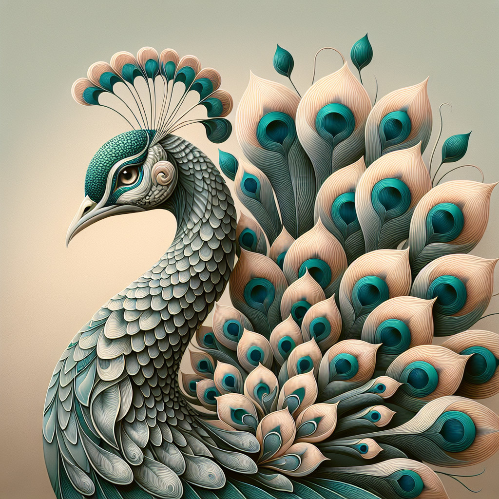 Stylized Peacock with Intricate Feather Patterns