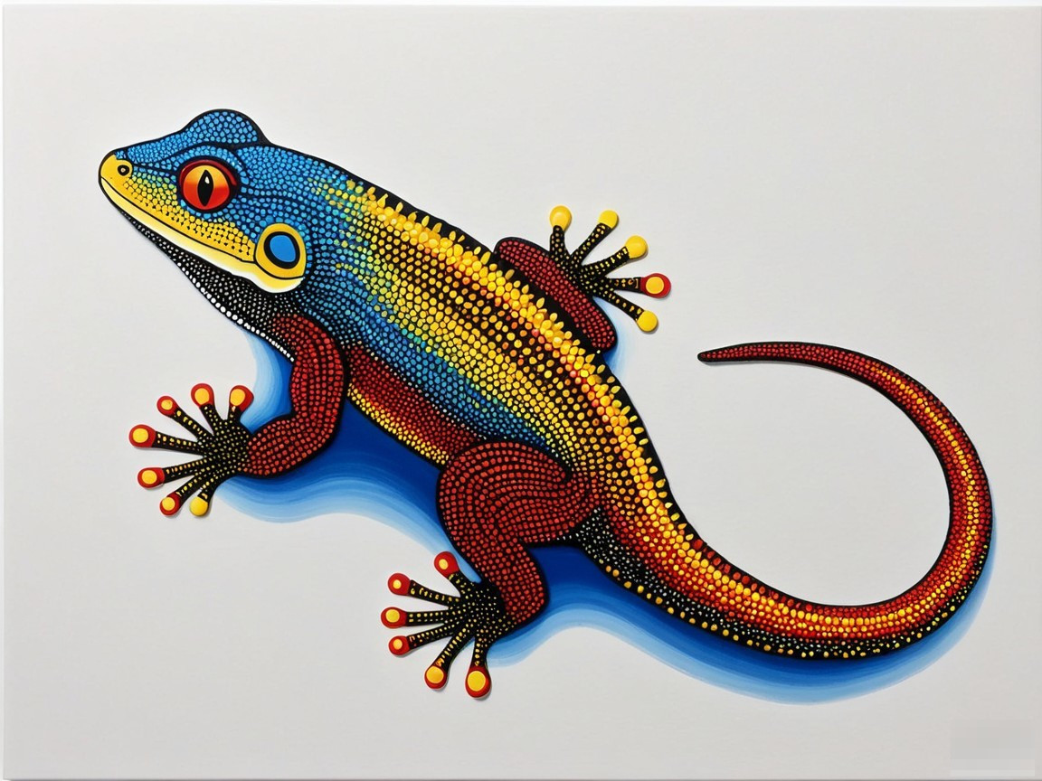 Vibrant Stylized Gecko with Intricate Patterns