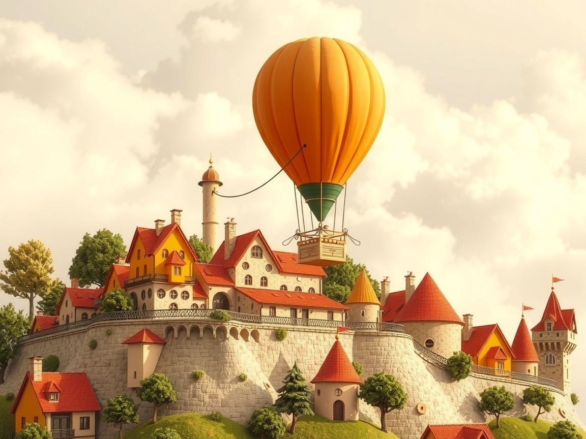 Whimsical Castle in a Fairy Tale Landscape Scene