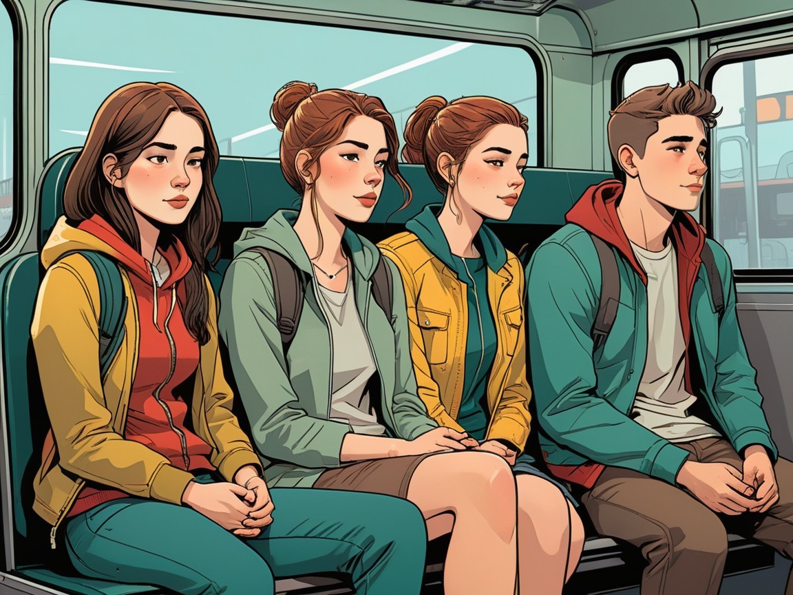 Young People with Unique Styles on a Bus